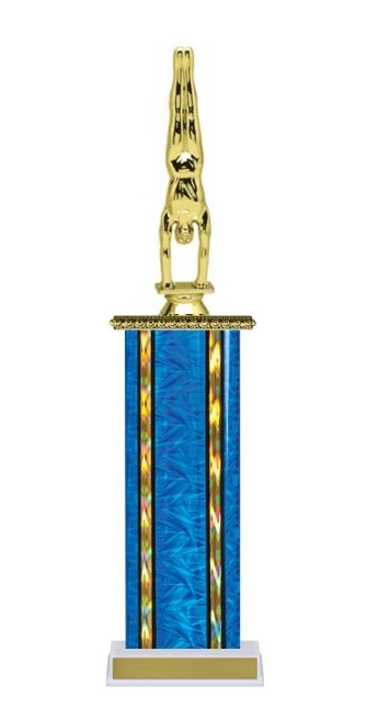 Wide Column<BR> Male Gymnast Trophy<BR> 12-14 Inches<BR> 10 Colors