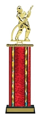 Wide Column<BR> Fireman Trophy<BR> 12-14 Inches<BR> 10 Colors