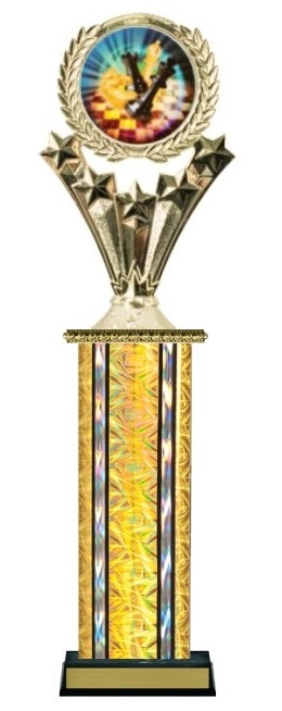 Wide Column<BR> Chess Theme Trophy<BR> 12-14 Inches<BR> 10 Colors
