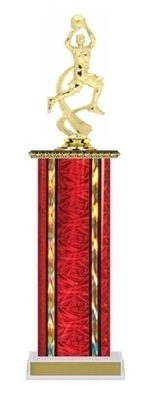 Wide Column Trophy <BR> Female Motion Basketball<BR> 12-14 Inches<BR> 10 Colors