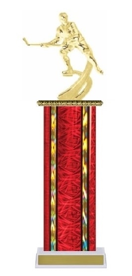 Wide Column<BR> Male Ice Hockey Trophy<BR> 12-14 Inches<BR> 10 Colors