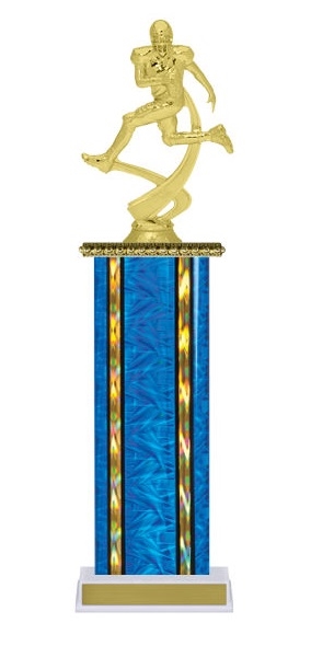 Wide Column<BR> Motion Football Trophy<BR> 12-14 Inches<BR> 10 Colors