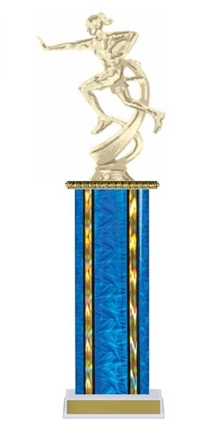 Wide Column<BR> Female Motion Flag Football Trophy<BR> 12-14 Inches<BR> 10 Colors