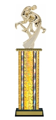Wide Column<BR> Motion Wrestler Trophy<BR> 12-14 Inches<BR> 10 Colors