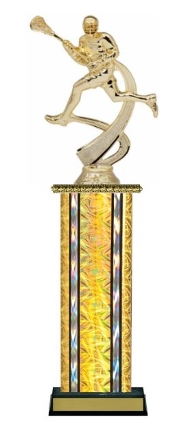 Wide Column<BR> Male Lacrosse Trophy<BR> 12-14 Inches<BR> 10 Colors