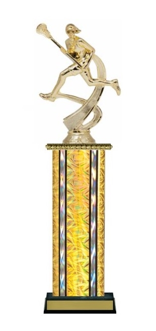 Wide Column<BR> Female Lacrosse Trophy<BR> 12-14 Inches<BR> 10 Colors