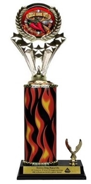 Wide Column Trophy - 1 Trim<BR> Chili Insert or Custom Logo<BR> 12-14 Inches<BR> 10 Colors