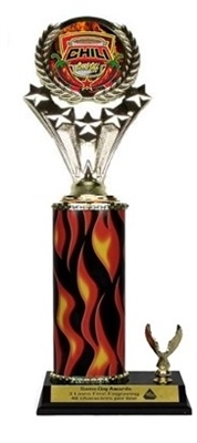 Wide Column Trophy - 1 Trim<BR> #2 Chili Insert  or Custom Logo<BR> 12-14 Inches<BR> 10 Colors