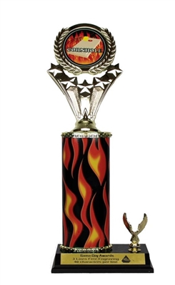 Wide Column Flame - 1 Trim<BR> Cornhole Trophy<BR> 12-14 Inches<BR> 10 Colors