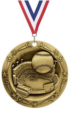 World Class XXL<BR> Baseball Medal<BR> Gold/Silver/Bronze<BR> 3 Inches