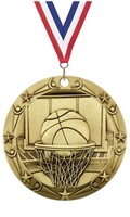 World Class XXL<BR> Basketball Medal<BR> Gold/Silver/Bronze<BR> 3 Inches