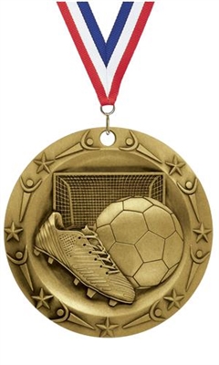 World Class XXL<BR> Soccer Medal<BR> Gold/Silver/Bronze<BR> 3 Inches