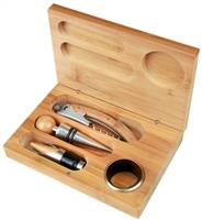 Bamboo Wine Tool Set<BR> 4 Pieces